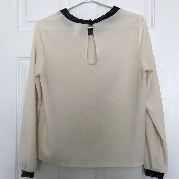 Y2K Jules and Leopold Sheer Long Sleeve Blouse S Cream Off White Black - Picture 8 of 11